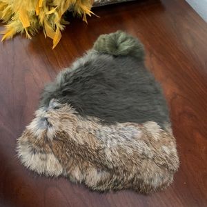 Beanie Hat - Genuine Rabbit Fur with Pom-P…